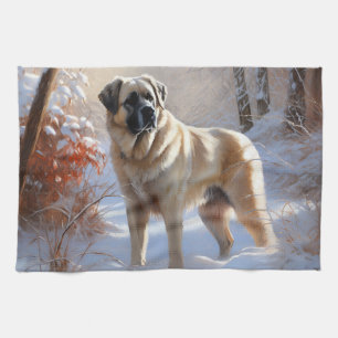 Anatolian Shepherd Let It Snow Christmas  Tea Towel