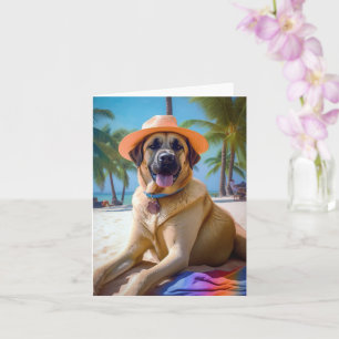 Anatolian Shepherd on Beach, dog lover summer gift Card