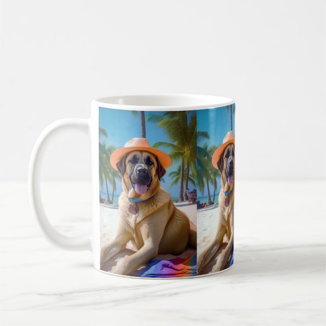 Anatolian Shepherd on Beach, dog lover summer gift Coffee Mug (Left)