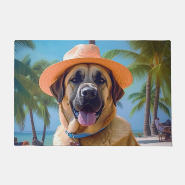 Anatolian Shepherd on Beach, dog lover summer gift Doormat (Front)