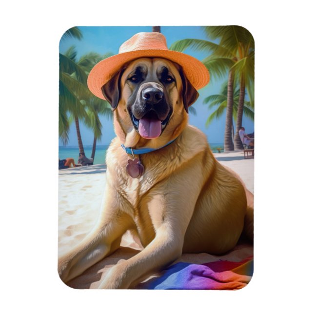 Anatolian Shepherd on Beach, dog lover summer gift Magnet (Vertical)