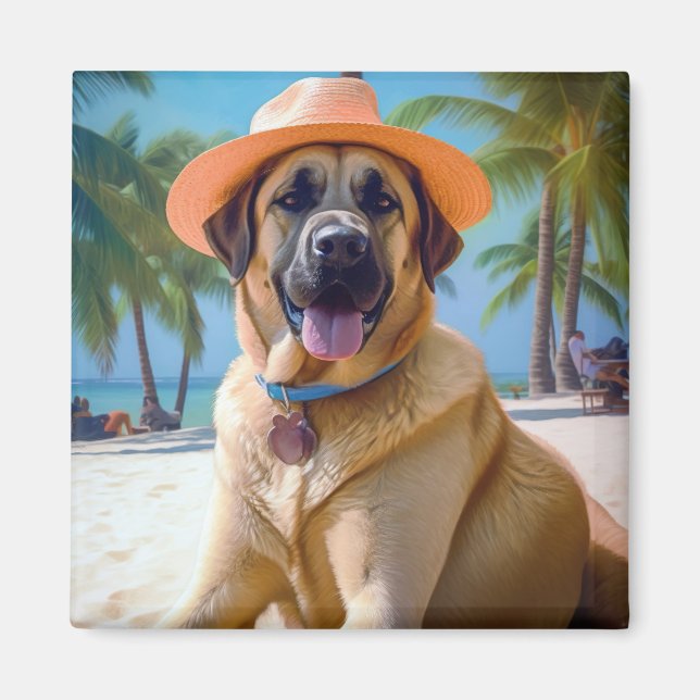 Anatolian Shepherd on Beach, dog lover summer gift Magnet (Front)
