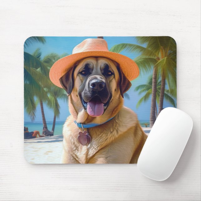 Anatolian Shepherd on Beach, dog lover summer gift Mouse Mat (With Mouse)