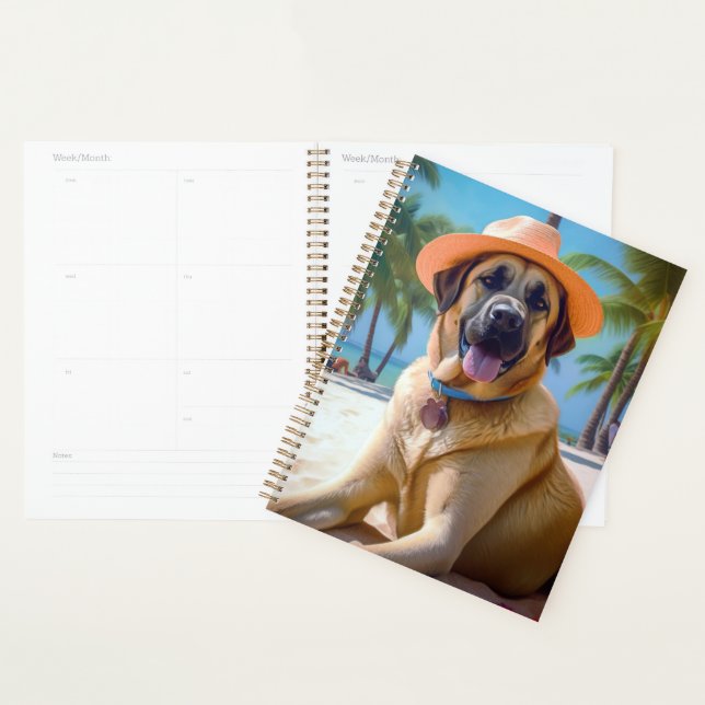 Anatolian Shepherd on Beach, dog lover summer gift Planner (Display)