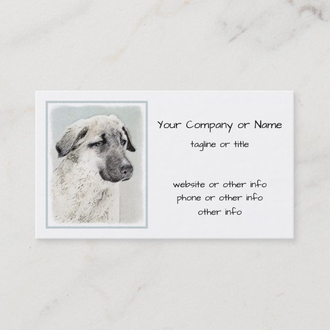 Anatolian Shepherd Painting - Original Dog Art Business Card (Front)