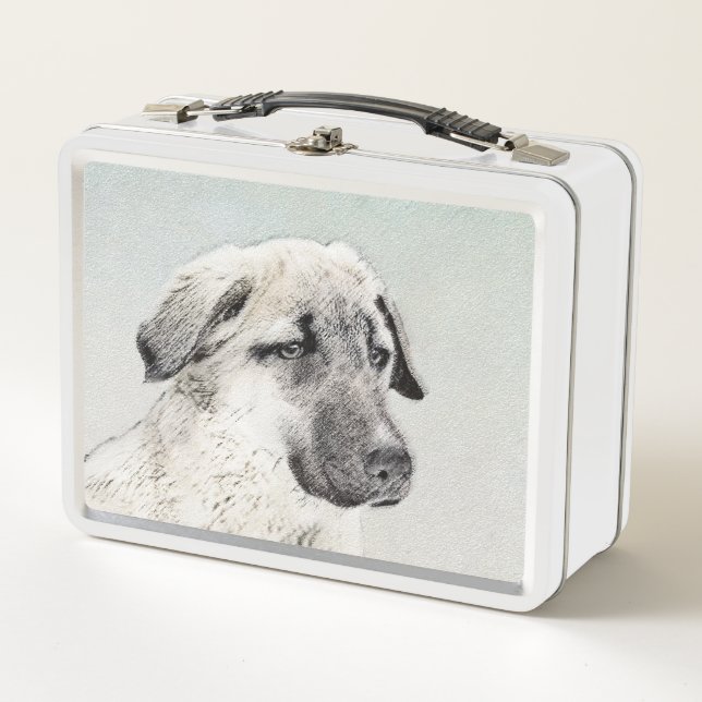 Anatolian Shepherd Painting - Original Dog Art Metal Lunch Box (Front)