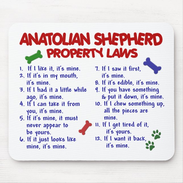 ANATOLIAN SHEPHERD Property Laws 2 Mouse Mat (Front)