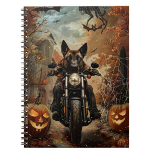 Anatolian Shepherd Riding Motorcycle Halloween  Notebook