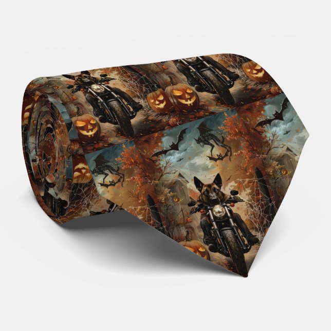 Anatolian Shepherd Riding Motorcycle Halloween Tie (Rolled)