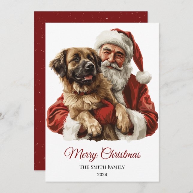 Anatolian Shepherd Santa Claus Christmas Holiday Card (Front/Back)