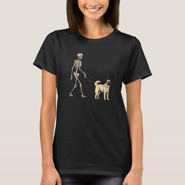 Anatolian Shepherd Skeleton Dog Walking Halloween  T-Shirt (Front)