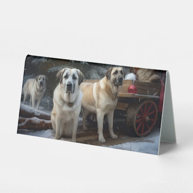 Anatolian Shepherd Snowy Sleigh Christmas Decor (Front)