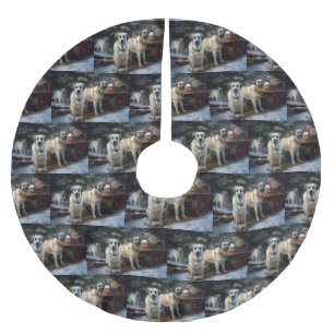 Anatolian Shepherd Snowy Sleigh Christmas Decor Brushed Polyester Tree Skirt