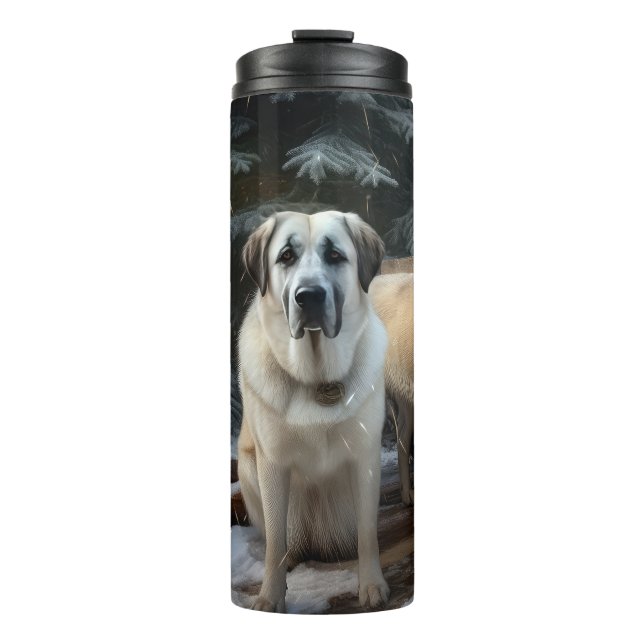 Anatolian Shepherd Snowy Sleigh Christmas Decor Thermal Tumbler (Front)