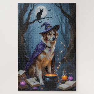 Anatolian Shepherd  Whimsical Halloween Painting Jigsaw Puzzle
