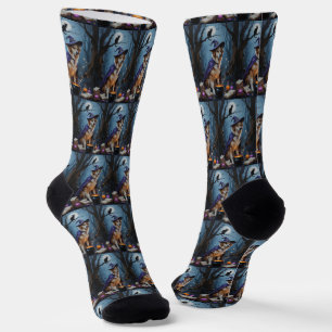 Anatolian Shepherd  Whimsical Halloween Painting Socks