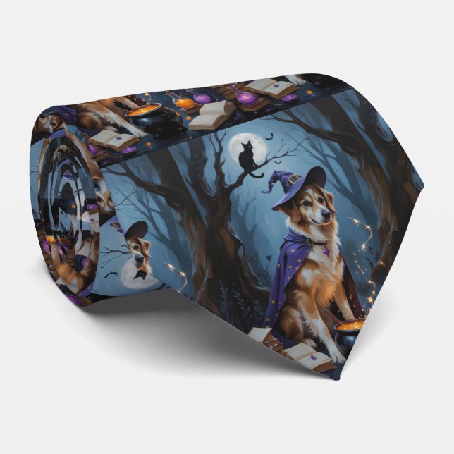 Anatolian Shepherd  Whimsical Halloween Painting Tie (Rolled)