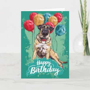 Anatolian Shepherd with Balloons Birthday Card