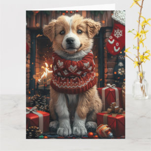Anatolian Shepherd With Christmas Gifts Fireplace Card