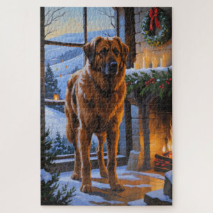 Anatolian Shepherd With Christmas Lights Holiday Jigsaw Puzzle