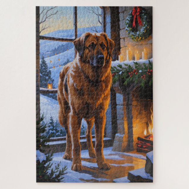 Anatolian Shepherd With Christmas Lights Holiday Jigsaw Puzzle (Vertical)