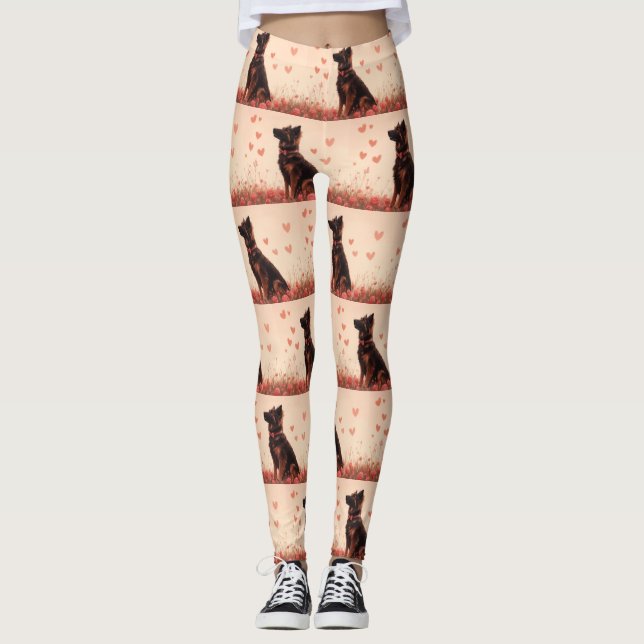 Anatolian Shepherd with Roses - Valentine's Day Leggings (Front)