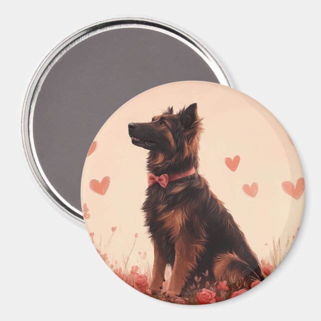 Anatolian Shepherd with Roses - Valentine's Day Magnet (Front/Back)