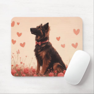 Anatolian Shepherd with Roses - Valentine's Day Mouse Mat