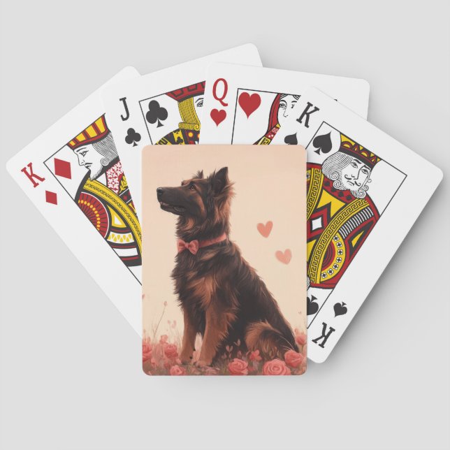 Anatolian Shepherd with Roses - Valentine's Day Playing Cards (Back)