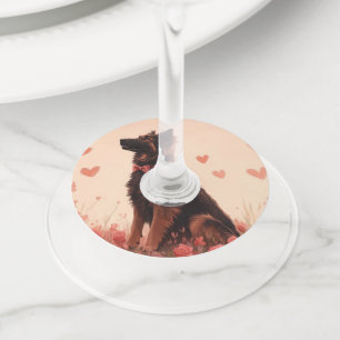 Anatolian Shepherd with Roses - Valentine's Day Wine Glass Tag