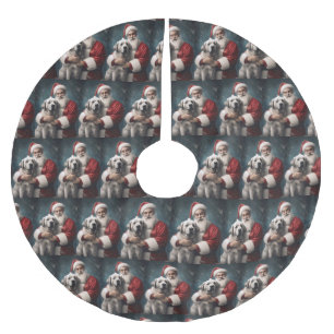 Anatolian Shepherd with Santa Claus Christmas Brushed Polyester Tree Skirt