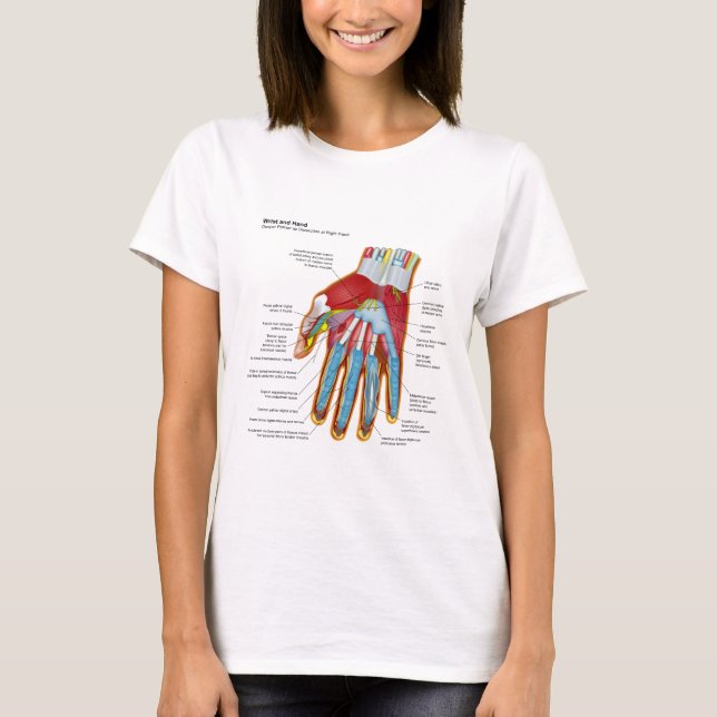 Anatomical Diagram of the Human Hand and Wrist T-Shirt (Front)