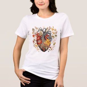 Anatomical Floral Heart" Women's T-Shirt Tri-Blend Shirt