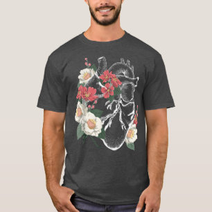 Anatomical Heart and Flowers Anatomy Heart Cute Ca T-Shirt