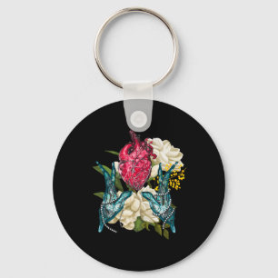 Anatomical Heart And Flowers Doctor Valentine  Key Ring