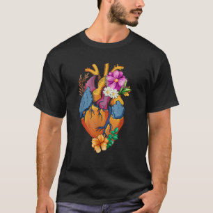 Anatomical Heart And Flowers Funny Men Women Cardi T-Shirt