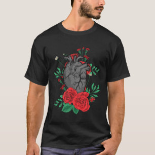 Anatomical Heart And Flowers Men Women Cardiologi T-Shirt