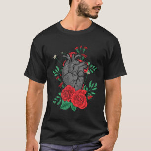 Anatomical Heart And Flowers  Men Women Cardiologi T-Shirt