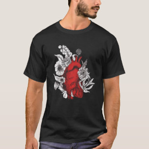 Anatomical Heart And Flowers  Men Women Cardiologi T-Shirt