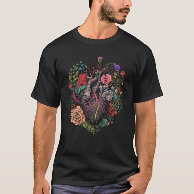 Anatomical Heart And Flowers Show Your Love For Wo T-Shirt (Front)