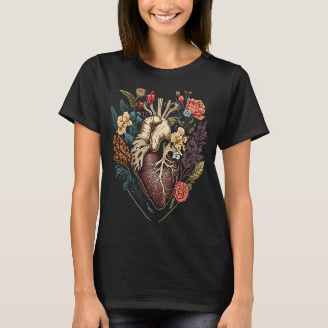 Anatomical Heart And Flowers Show Your Love For Wo T-Shirt (Front)