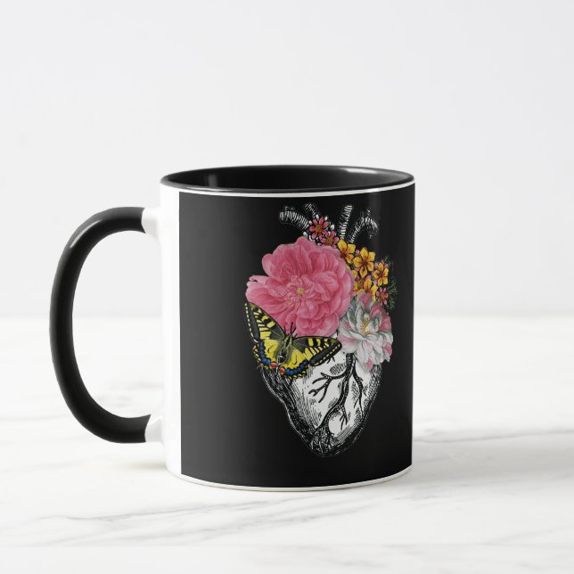 Anatomical Heart And Flowers Show Your Love Mug (Left)
