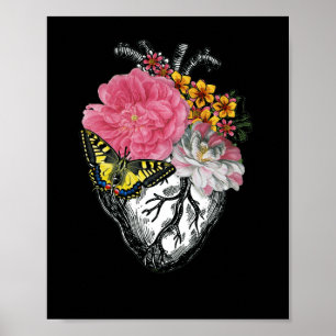 Anatomical Heart And Flowers Show Your Love Poster