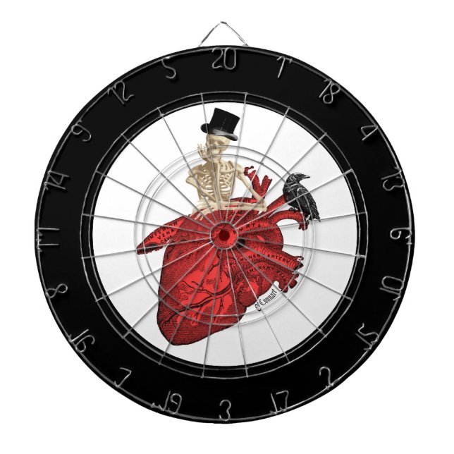 Anatomical heart and gothic skeleton dartboard (Front)