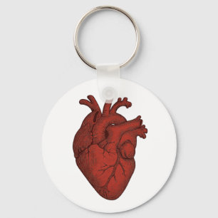 Anatomical Heart Art Keychain – Vintage Red Illust