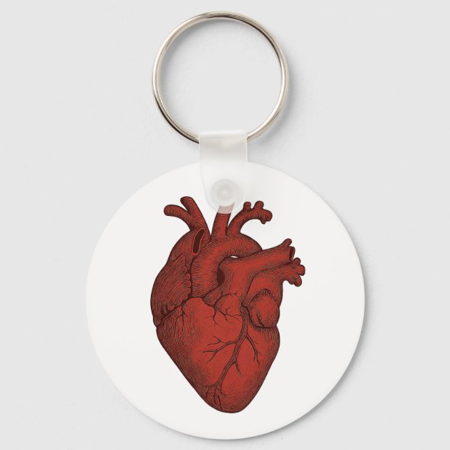 Anatomical Heart Art Keychain – Vintage Red Illust (Front)