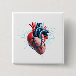 Anatomical Heart – Artistic Medical Illustration 15 Cm Square Badge