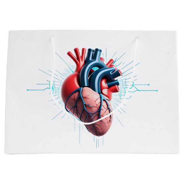 Anatomical Heart – Artistic Medical Illustration  Large Gift Bag (Front)