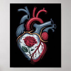 Anatomical Heart Botanical Bloom Biology Rose Vale Poster
