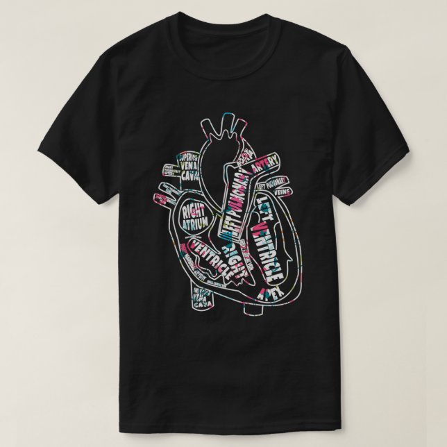 Anatomical Heart Cardiac Nurse Parts of Heart Card T-Shirt (Design Front)